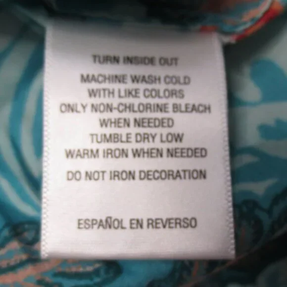 CHARTER CLUB womens TUNIC paisley EMBROIDERED metallic aqua CORAL SIZE 1X - Picture 7 of 8